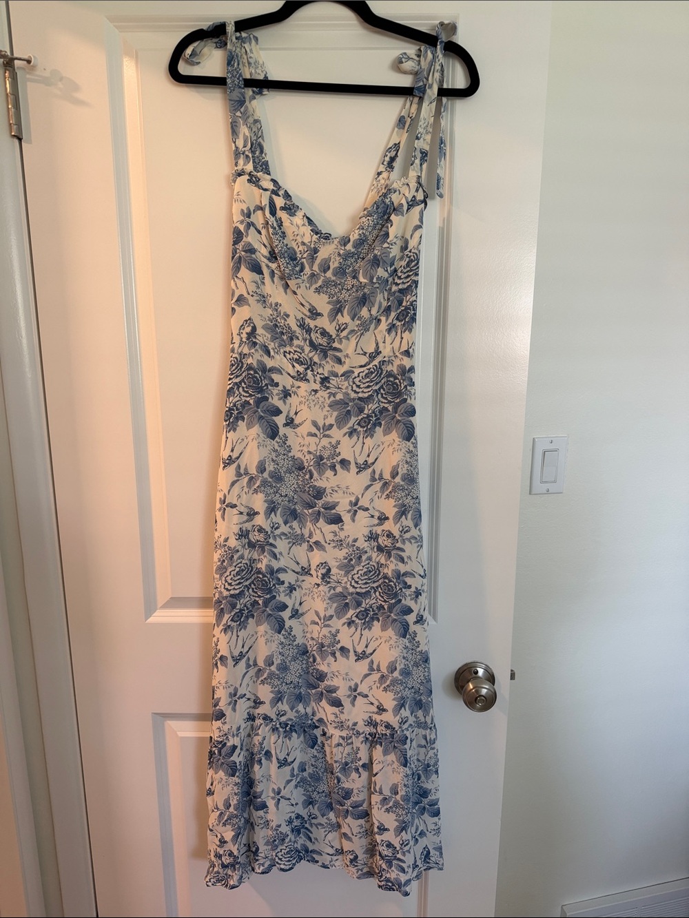 Reformation Blue and Cream Floral Maxi Dress